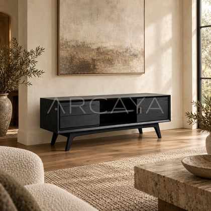 Ash Wood Tv Stand - scene