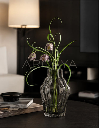 Ribbed Smoked Glass Vase - scene