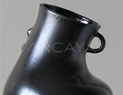 Wabi Sabi Black Double Ear Ceramic Vase - scene