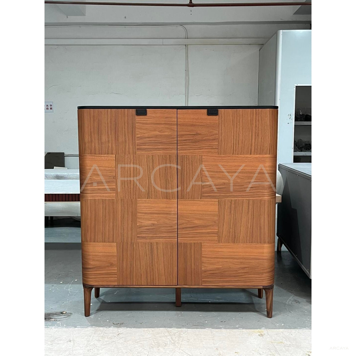 Solid Wood Marble Vintage Storage Cabinet in detail