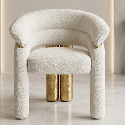 Cream White Hammered Gilded Chair - scene