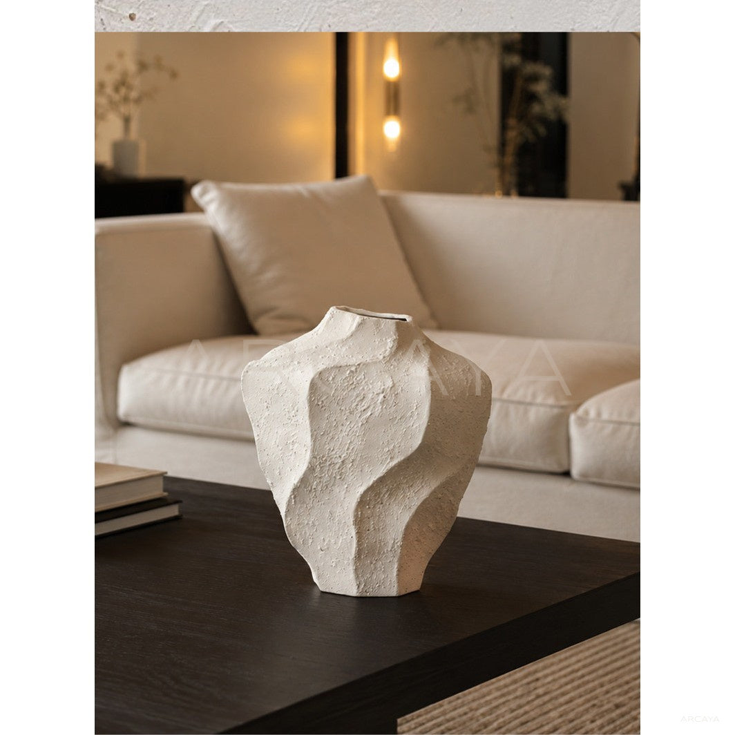 Handmade Wave Surface Ceramic Vase in detail