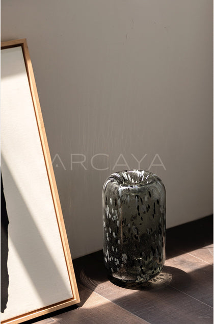 Mist Grey Speckled Glass Vase - scene