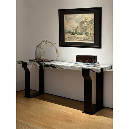 Black White Textured Entryway Table - scene