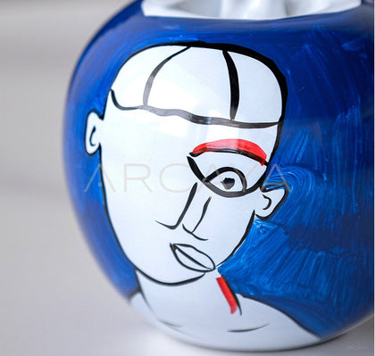 Abstract Face Hand Painted Apple Glass Ornament - scene