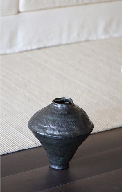 Black Wabi Sabi Jingdezhen Jar Vase - scene