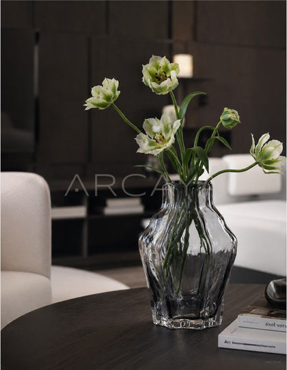Ribbed Smoked Glass Vase - scene