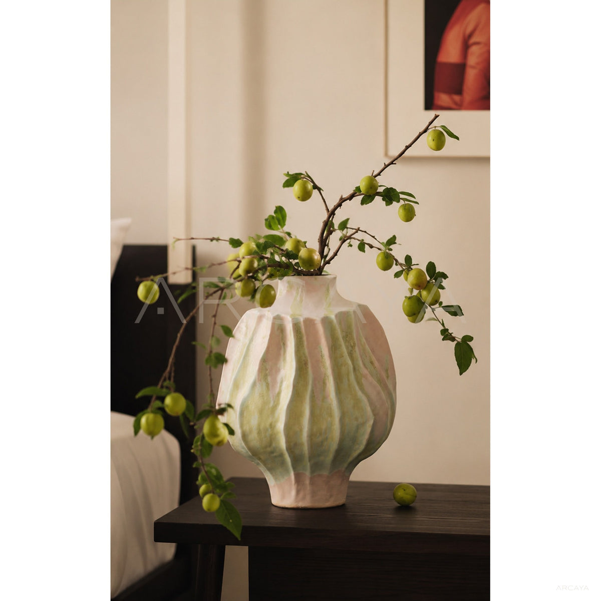 Handmade Pleated Ceramic Vase in detail