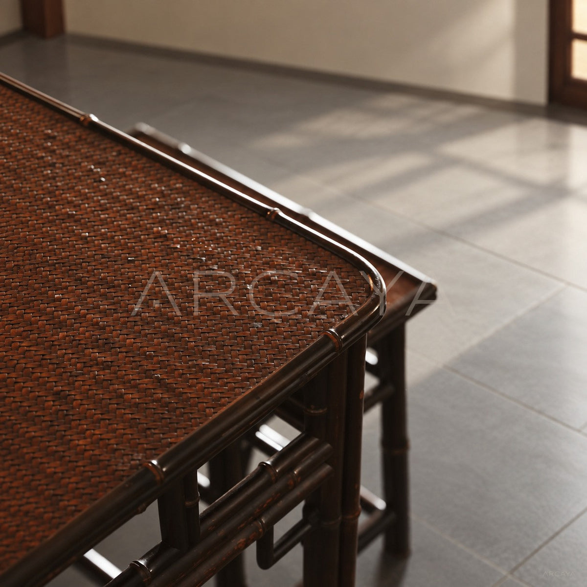 Purple Bamboo Grid Square Table in detail
