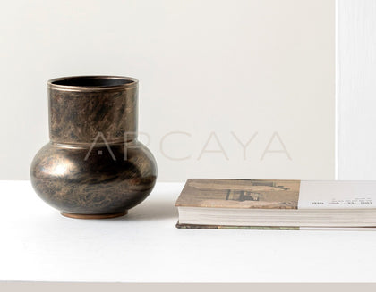 Vintage Distressed Bronze Ceramic Vase - scene