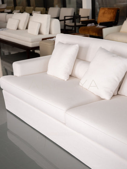 Minimalist Cream White Sofa - scene