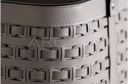 Handwoven Leather Storage Basket With Handles - scene