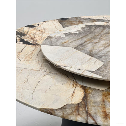 Patchwork Stone Split Cone Base Round Table - scene
