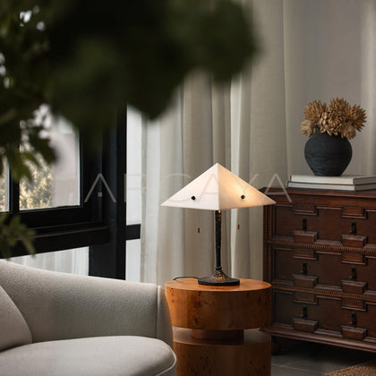 Old Money Faux Marble Table Lamp - main