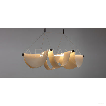 Cream Fabric Pleated Triple Pendant Light 80643 - scene
