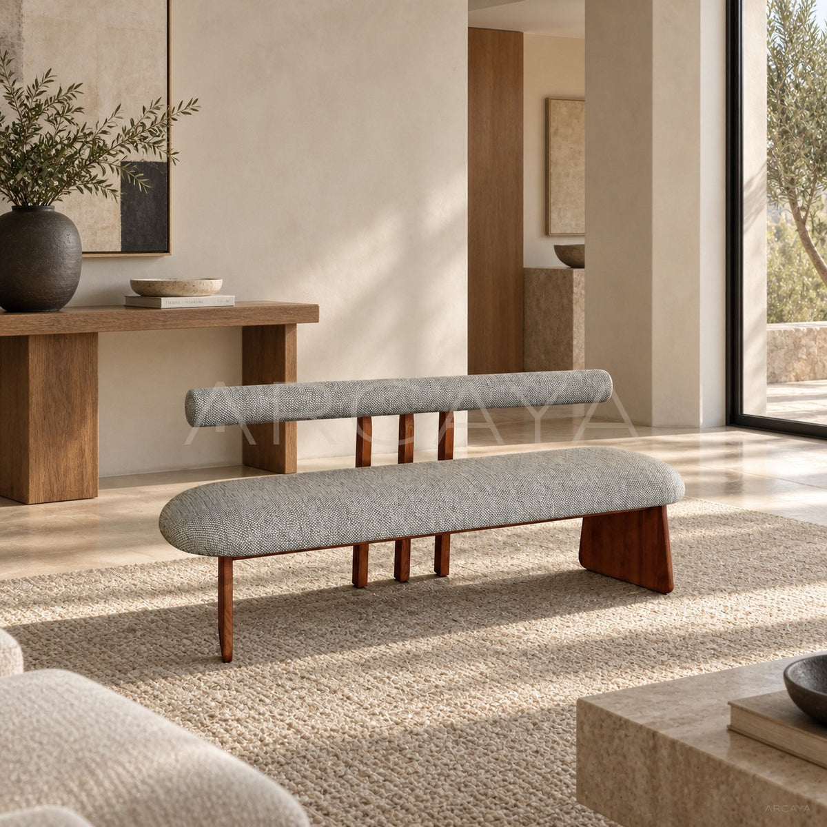 Mid Century Backrest Bench in detail