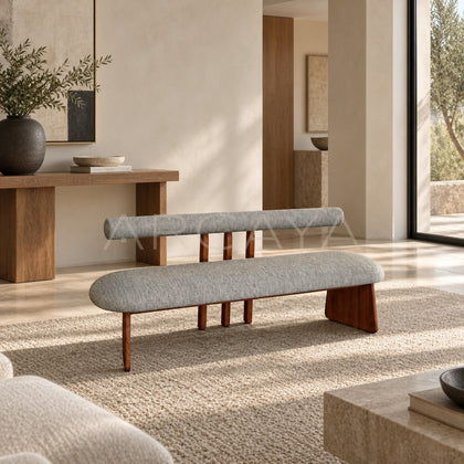 Mid Century Backrest Bench - scene