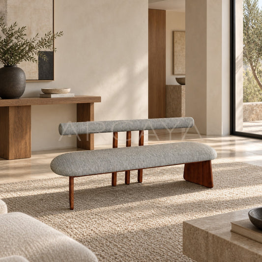 Mid Century Backrest Bench - scene