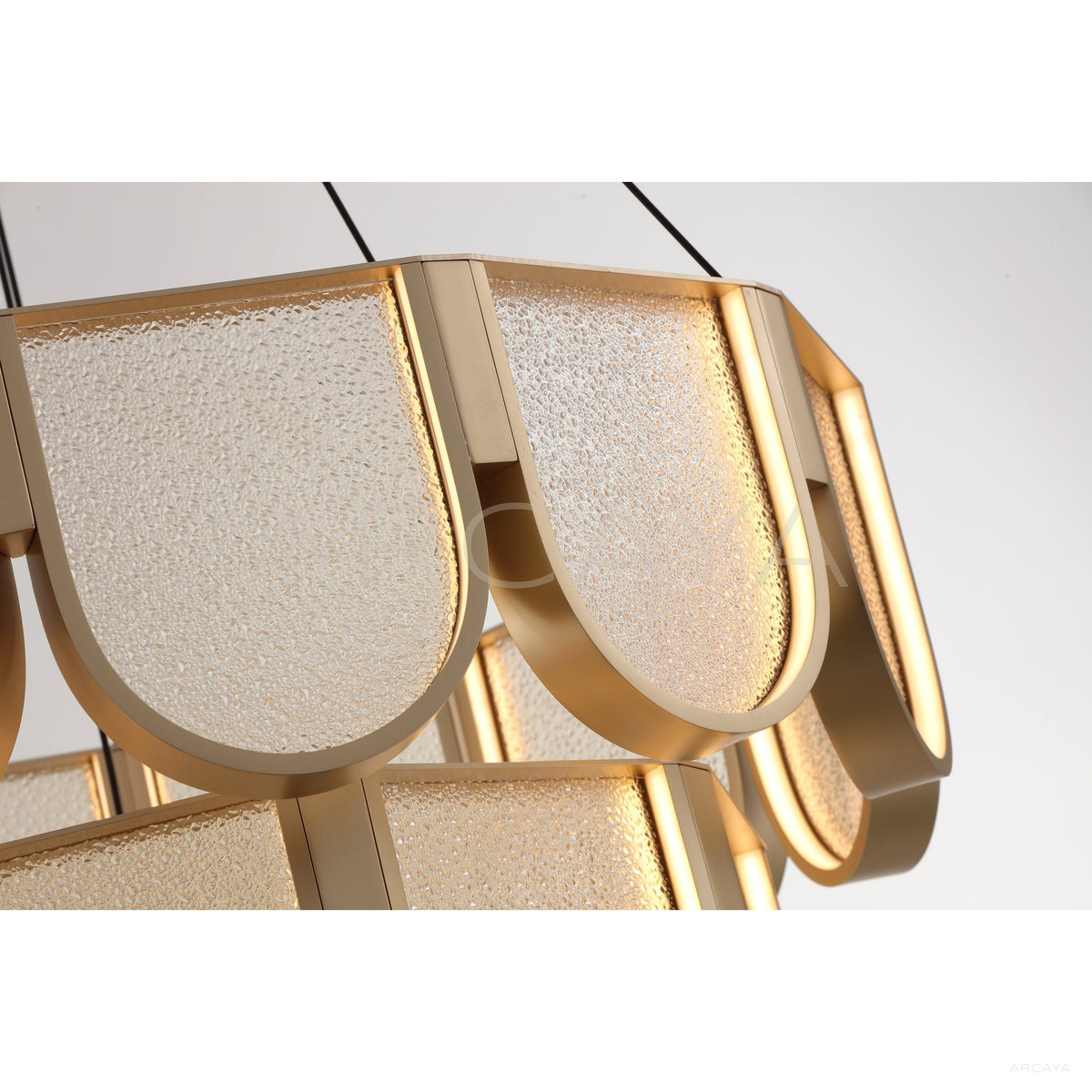 Gold Wave Layered Triple Pendant Light 95326 in detail