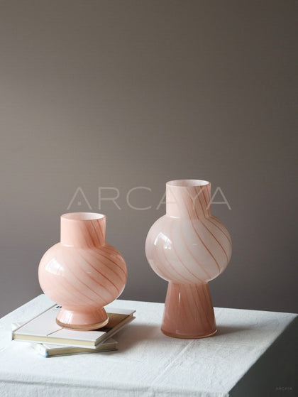 Pink Gourd Tulip Glass Vase - scene