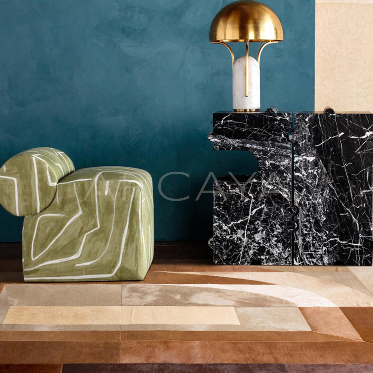 Natural Cowhide Texture Rug in detail