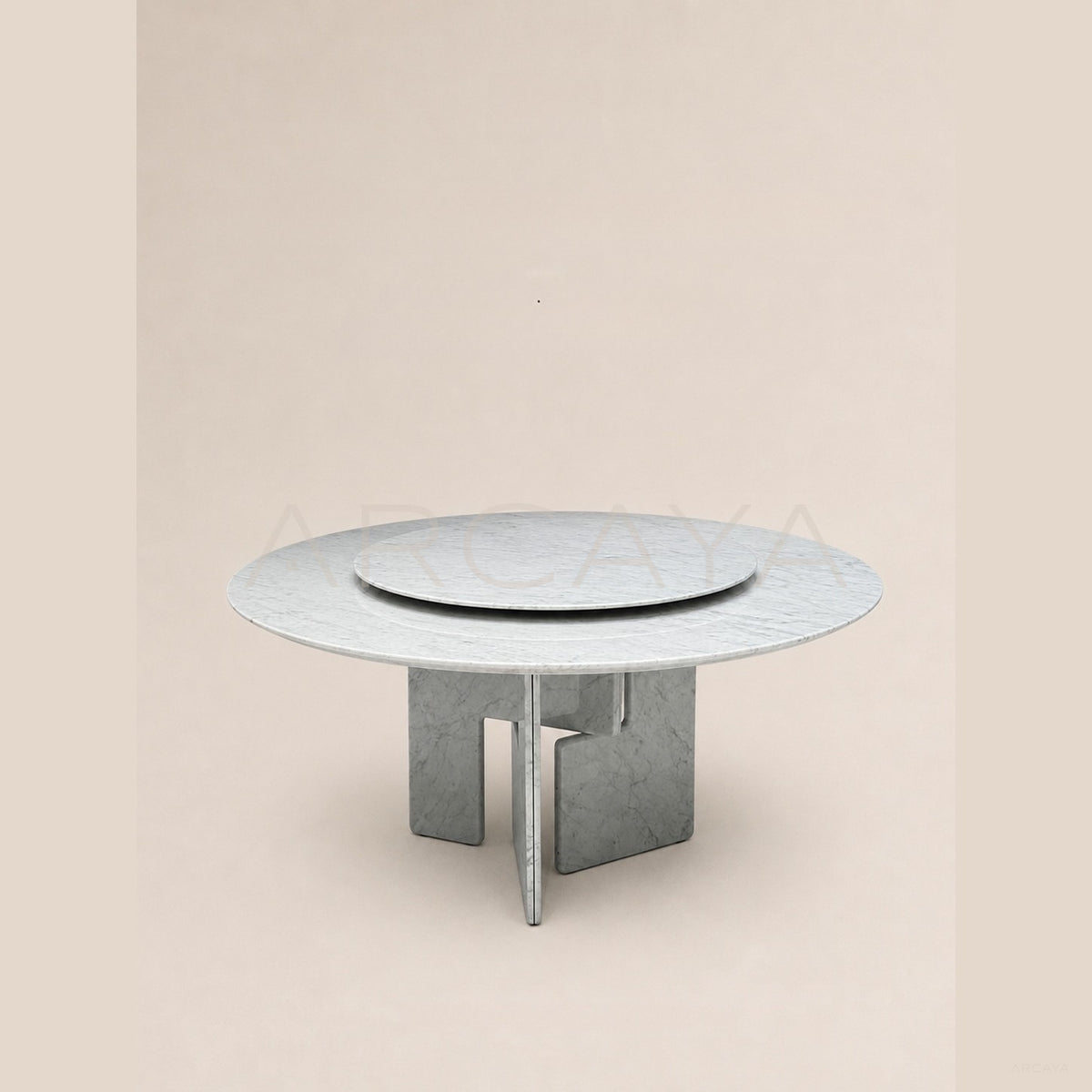 Daze Carrara White Marble Round Dining Table in detail