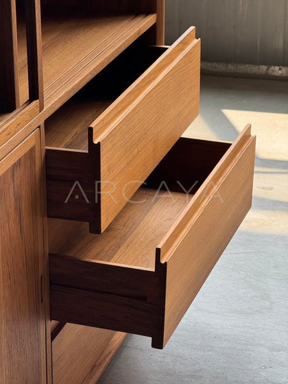 Burmese Teak Lighted Display Cabinet - detail