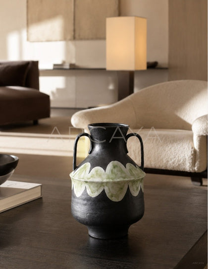 Dadan Hand Painted Double Ear Vase Dining - scene