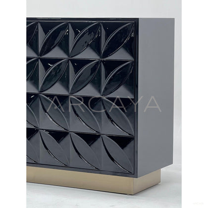 Black 3D Relief Four Drawer Chest - scene