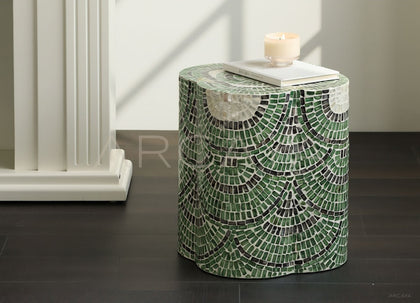 Shell Inlay Side Table Shelf - scene