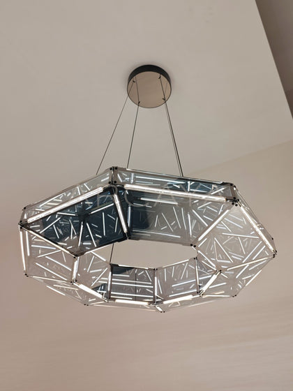 Octagonal Prism Halo Single Ring Pendant Light 80723 - scene