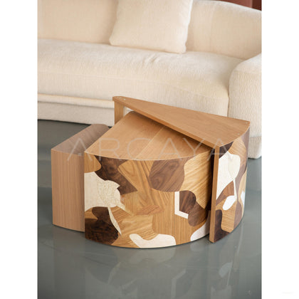 Veneer Marquetry Nesting Coffee Table - scene