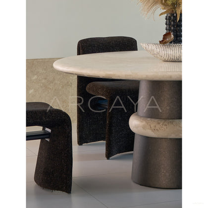 Soft Light Travertine Dining Table - scene