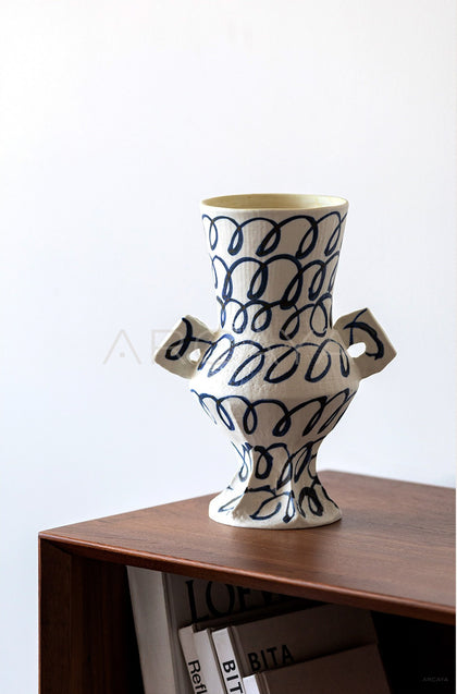 Dadan Hand Painted Double Ear Vase 2 - scene