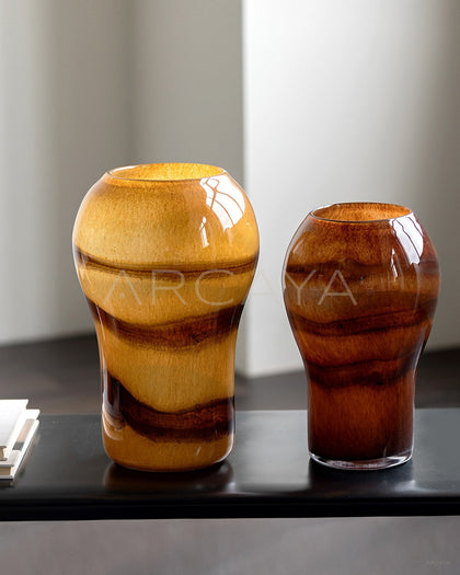 Vintage Brown Pattern Handmade Glass Vase - scene