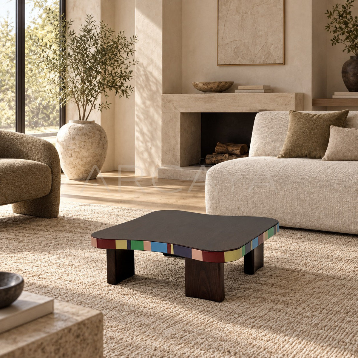 Colorful Mid Century Coffee Table in detail