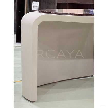 Curved Leather Multifunctional Executive Desk - scene