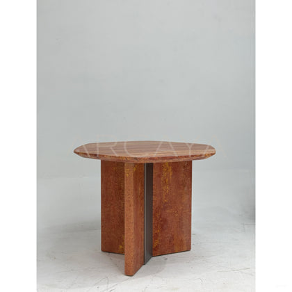 Etched Stone Geometric Dining Table Metal Inlay - scene