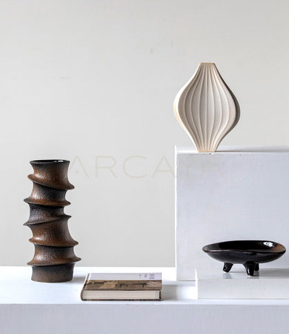 Handmade Spiral Sculpture Ceramic Vase - scene