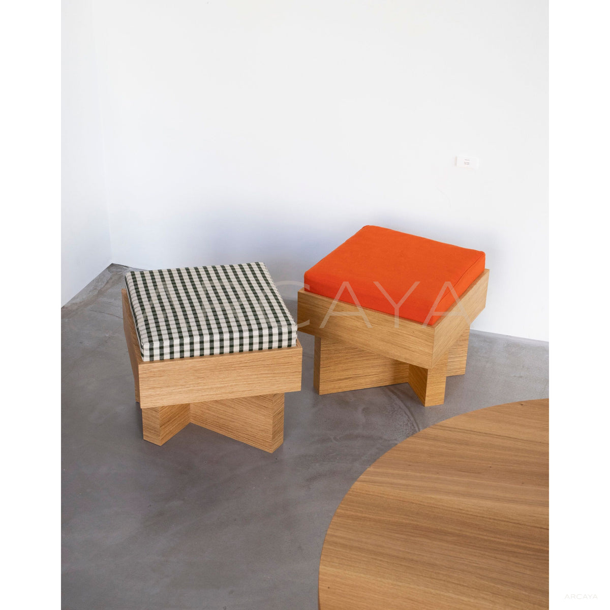 Solid Wood Low Stool in detail
