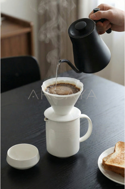 Sunxun Collab White Porcelain Pour Over Coffee Dripper - scene