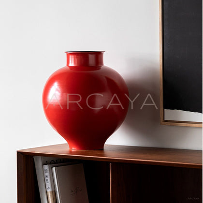 New Chinese Red Round Belly Ceramic Vase - main