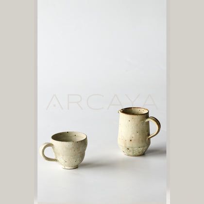 Amu Collab Vintage Stoneware Handled Coffee Mug - scene