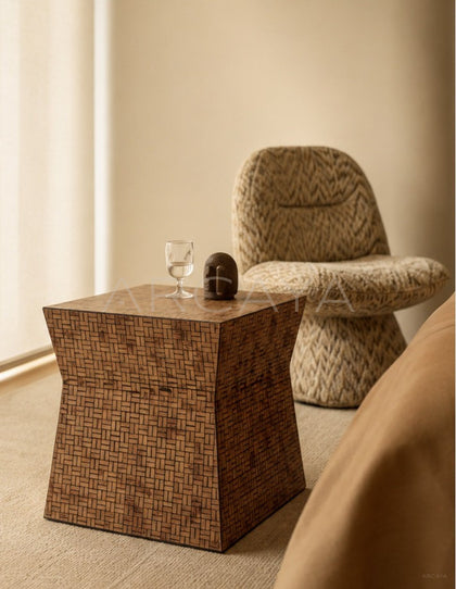 Woven Texture Art Side Table - scene