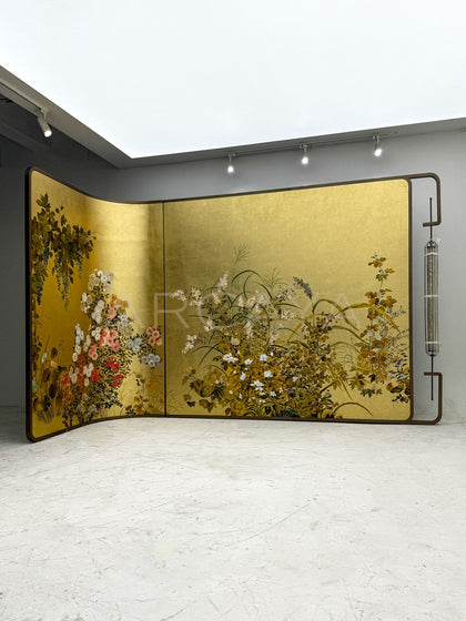 Gold Leaf Floral Folding Screen - scene