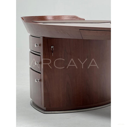 Italian Curved Solid Wood Executive Desk - scene