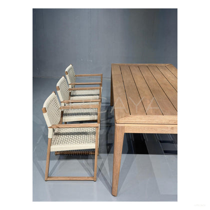 Teak Webbing Outdoor Dining Set - scene