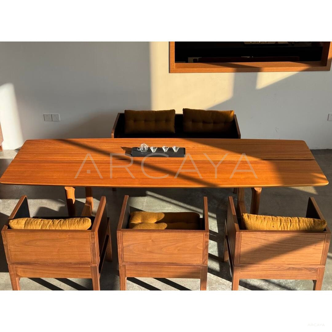 Burmese Teak Tongzhou Long Dining Table in detail
