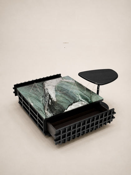 Daze Patek Jade Stone Grid Coffee Table - scene