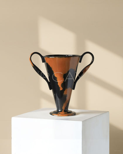 Mid Century Wide Mouth Ceramic Vase - scene